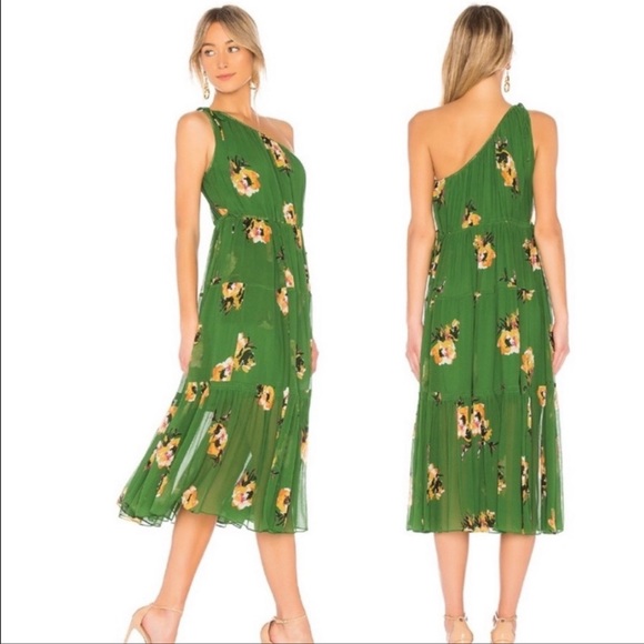 A.L.C Tenley Midi Dress Cactus & Saffron Print Size 8 - Picture 1 of 8